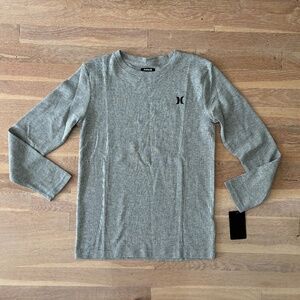 Boys grey hurley thermal long sleeve shirt size large nwt
